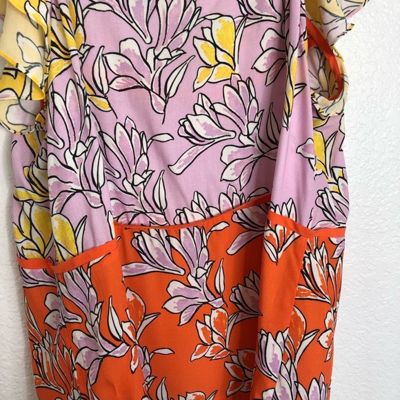 Anthropologie Farm Floral Orange, Yellow and Pink Blouse - Picture 8 of 9